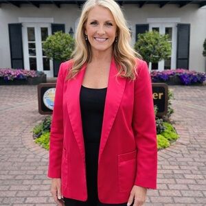 Glam Vibrant Pink Satin Blazer Size Small